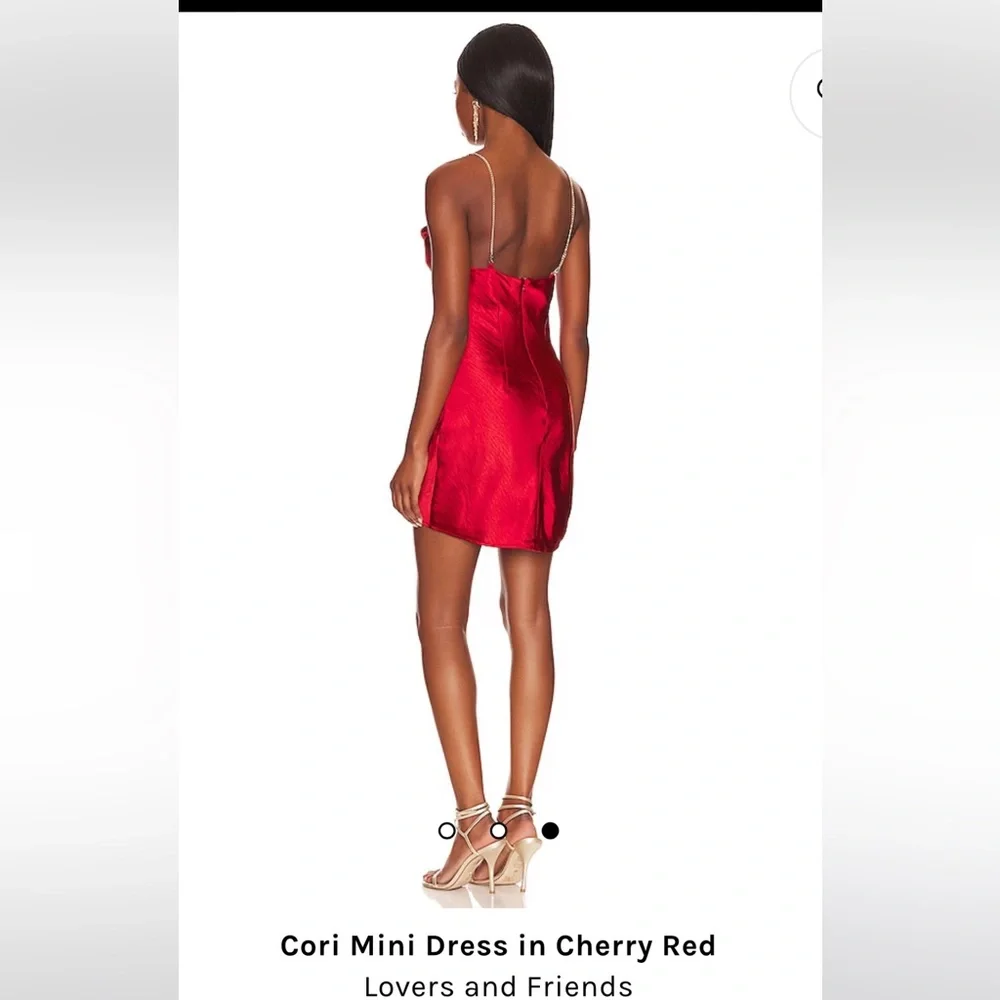 Lovers and Friends Cori Mini Dress in Cherry Red NEVER WORN gold straps SMALL - Picture 2 of 4